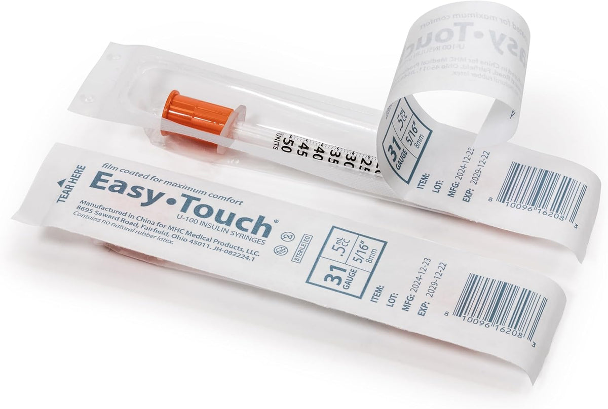 EasyTouch 31G 0.5cc 5/16" (8mm) Individually Wrapped Syringe