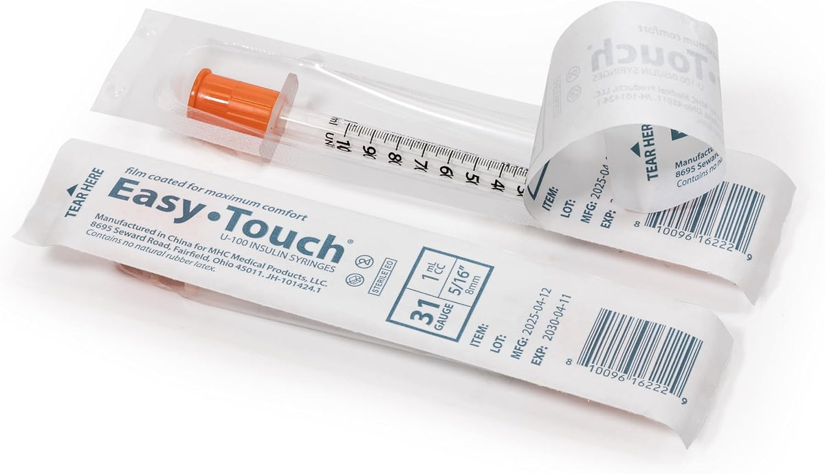 EasyTouch 31G 1cc 5/16" (8mm) Individually Wrapped Syringe (30 Pack)