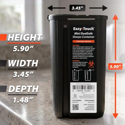 Easy Touch Mini DualSafe Sharps Container dimensions