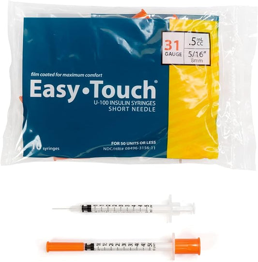 Easy Touch Syringe, 31G .5cc 5/16-Inch (8mm), 831565-10, Bag of 10