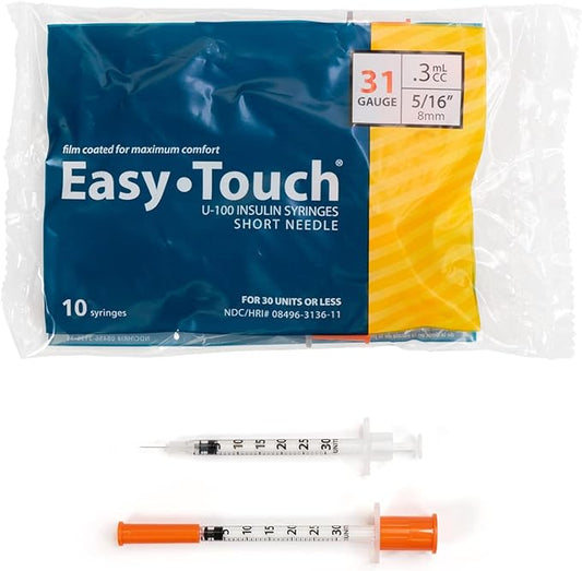 Easy Touch Syringe, 31G .3cc 5/16-Inch (8mm), 831365-10, Bag of 10