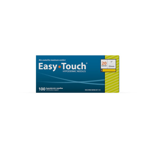 Easy Touch Hypodermic Needles, 20G 25mm 1cc, 802001, Box of 100