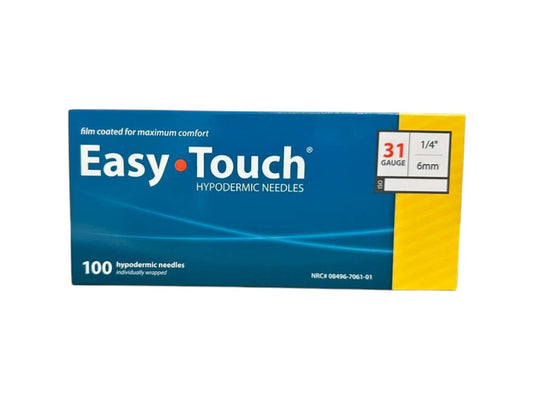 Easy Touch Hypodermic Needles, 31G 1/4" 6mm, 803104, Box of 100