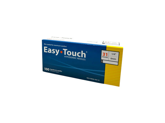 Easy Touch Hypodermic Needles, 31G 1/4" 6mm, 803104, Box of 100