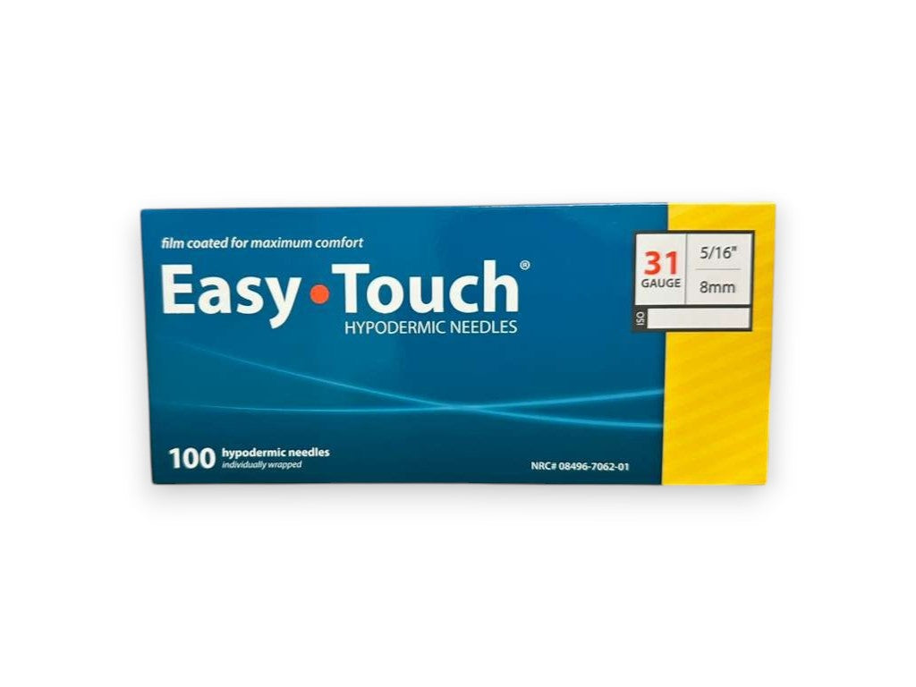 Easy Touch Hypodermic Needles, 31G 5/16" 8mm, 803106, Box of 100