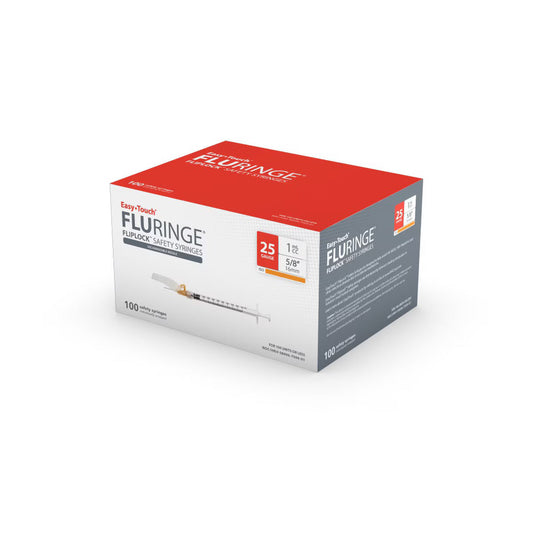 EasyTouch Fluringe FlipLock Safety Syringe with Exchangeable Needle, 25G x 5/8", 3mL (3cc) | 825230