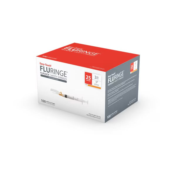 EasyTouch Fluringe FlipLock Safety Syringe with Exchangeable Needle, 25G x 1" (25mm), 3mL (3cc) | 825231