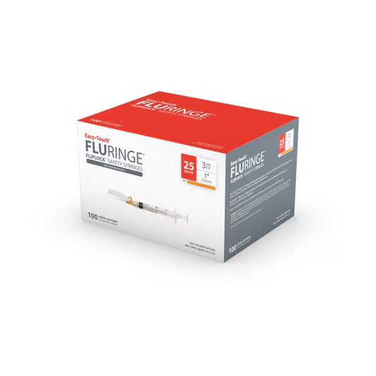 EasyTouch Fluringe FlipLock Safety Syringe with Exchangeable Needle, 25G x 1" (25mm), 3mL (3cc) | 825231