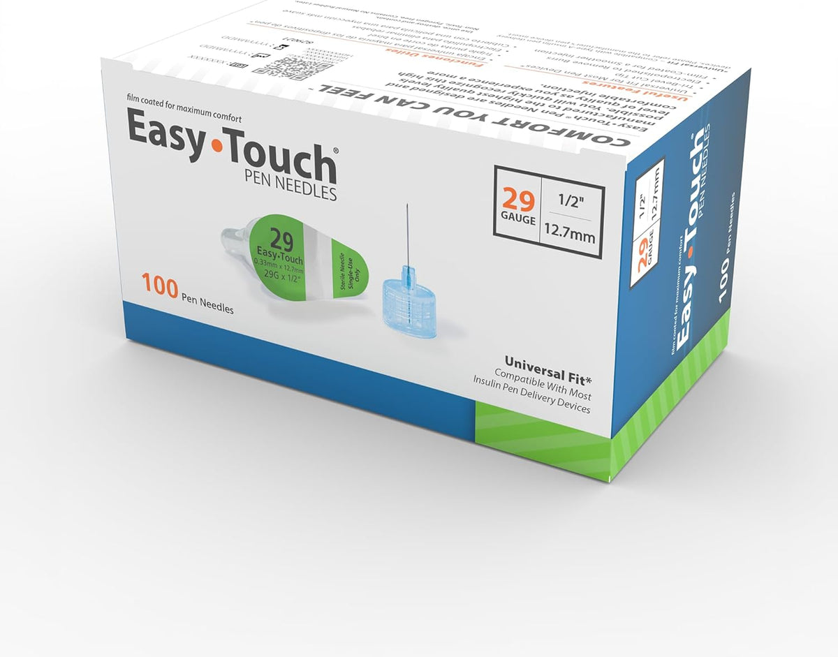 Easy Touch Pen Needles 29G 1/2-Inch (12.7mm) Box of 100