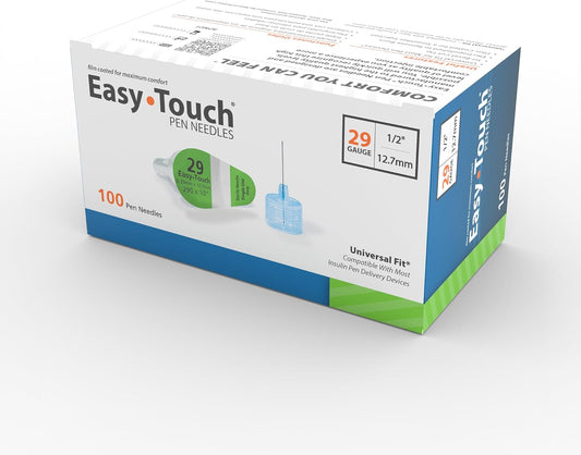 Easy Touch Pen Needles 29G 1/2-Inch (12.7mm) Box of 100