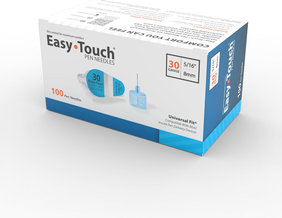 Easy Touch Pen Needles 30G 5/16-Inch (8mm) Box of 100
