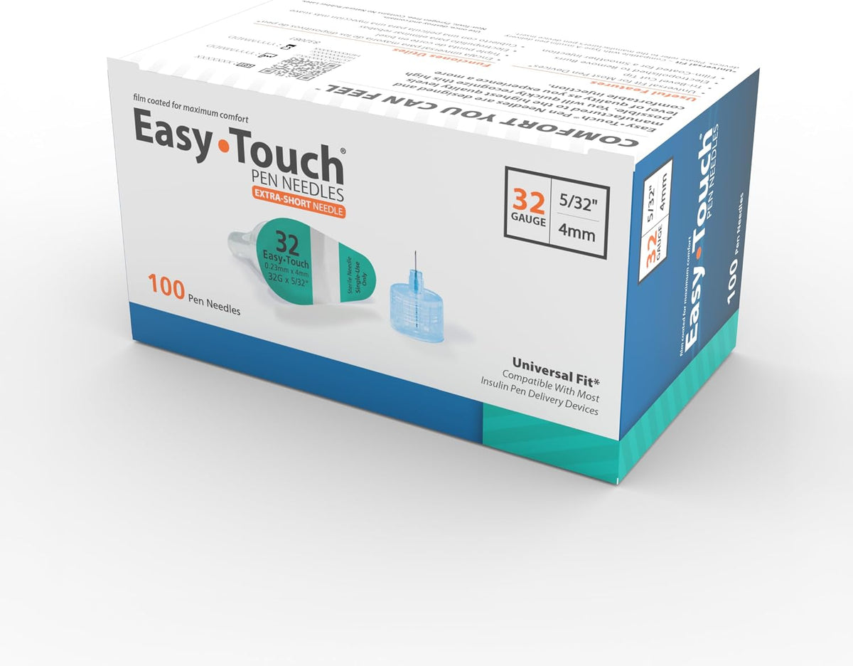 Easy Touch Pen Needles 32G 5/32-Inch (4mm) Box of 100