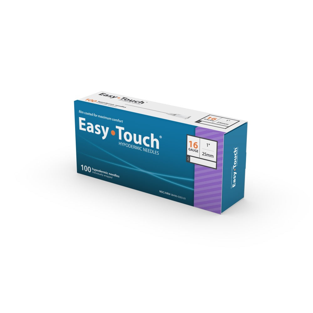 Easy Touch Hypodermic Needles, 16G 25mm 1cc, 801601, Box of 100