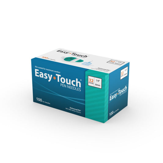 Easy Touch Pen Needles, 32g 1/4-Inch (6mm), 832041, Box of 100